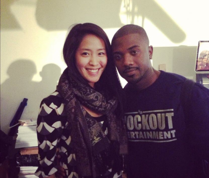 Tiffany Chin hangs with Ray  J at Snoop Lion’s Double G News Network Shoot